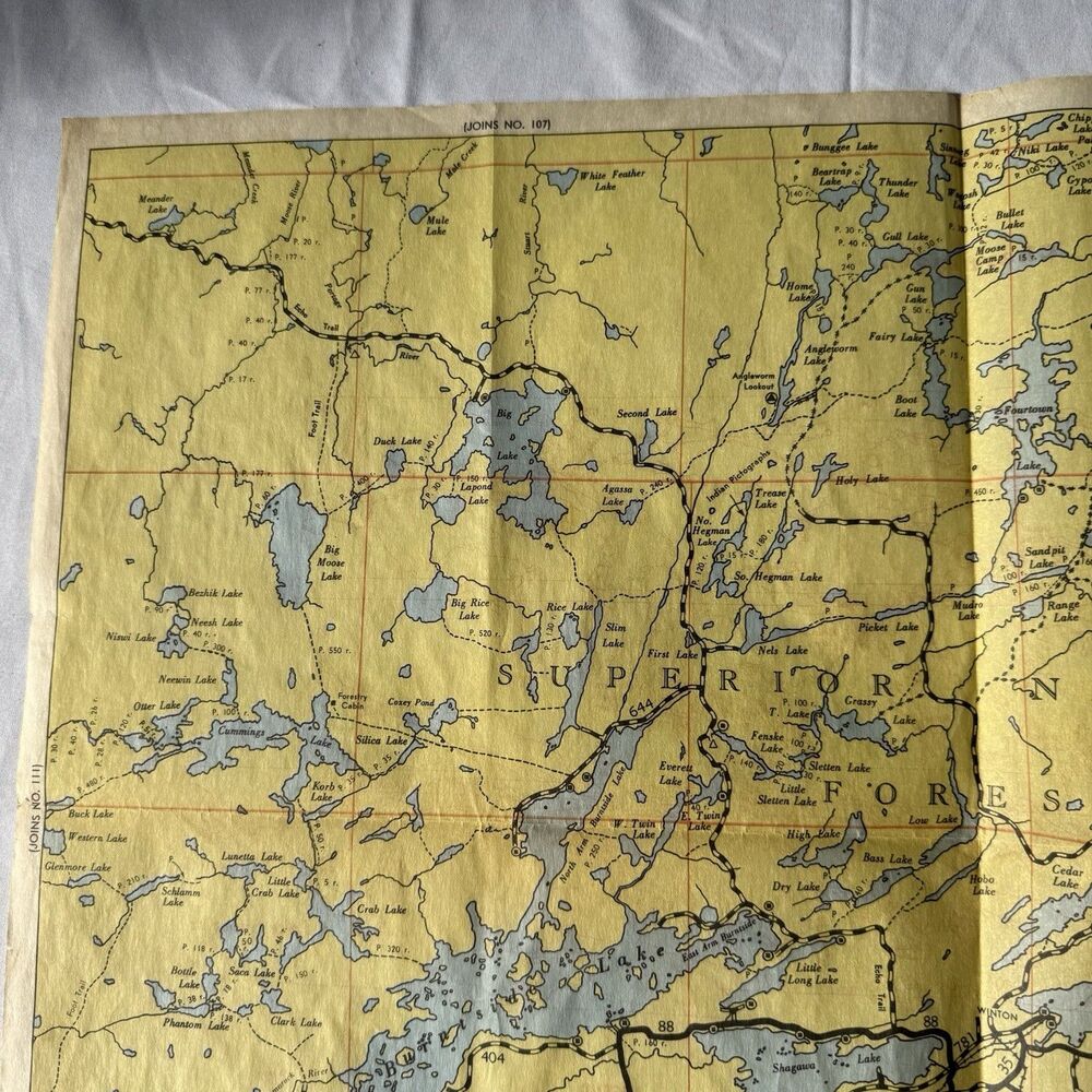 Vintge Fisher Co Superior Quetico Original Canoe Map 1952 Burntside Basswood 112 - Picture 2 of 11